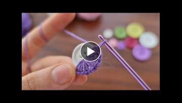 Beautiful Crochet Knitting with Button Yapımı Çok Kolay Örgü Anahtarlık
