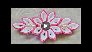 DIY kanzashi flower hairclip, kanzashi flower tutorial, how to, kanzashi flores de cinta DIY kanzashi flower hairclip, kanzashi flower tutorial, how to, kanzashi flores de cinta