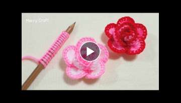 Amazing Rose Flower Making Idea with Pencil - Hand Embroidery Design -Easy Trick -DIY Woolen Flow... Amazing Rose Flower Making Idea with Pencil - Hand Embroidery Design -Easy Trick -DIY Woolen Flow...