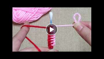 Super Easy Woolen Flower Craft Ideas with Cotton bud - Hand Embroidery Amazing Trick  Super Easy Woolen Flower Craft Ideas with Cotton bud - Hand Embroidery Amazing Trick