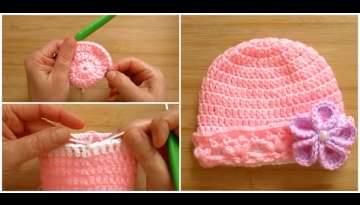 Crochet Baby Hat With Flower Crochet Baby Hat With Flower
