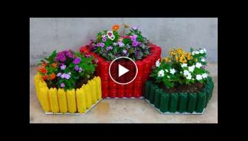 Easy pot making tips - Make unique flower pots out of plastic bottles for small garden Easy pot making tips - Make unique flower pots out of plastic bottles for small garden