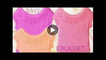 Blusa en punto entrecruzado tejida a Crochet - Learn crochet knitting Blusa en punto entrecruzado tejida a Crochet - Learn crochet knitting
