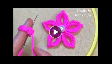 Amazing Trick with Finger - Super Easy Woolen Flower Making Ideas - Hand Embroidery Flower Design Amazing Trick with Finger - Super Easy Woolen Flower Making Ideas - Hand Embroidery Flower Design