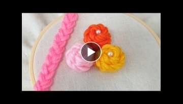 Super Easy Woolen Flower Making for Beginners - Hand Embroidery Amazing Trick - Wool Thread Desig... Super Easy Woolen Flower Making for Beginners - Hand Embroidery Amazing Trick - Wool Thread Desig...