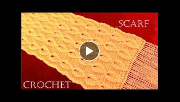 Como tejer a Crochet o Ganchillo bufanda chalina en punto de hojas en relieve Como tejer a Crochet o Ganchillo bufanda chalina en punto de hojas en relieve