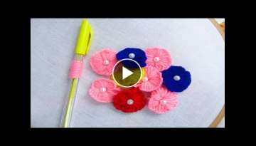 Hand Embroidery Amazing Trick# Sewing Hack with pen# Amazing flower embroidery trick Hand Embroidery Amazing Trick# Sewing Hack with pen# Amazing flower embroidery trick
