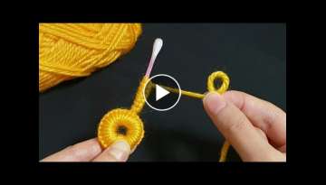 Amazing Woolen Flower Ideas with Cotton buds - Hand Embroidery Design Amazing Woolen Flower Ideas with Cotton buds - Hand Embroidery Design