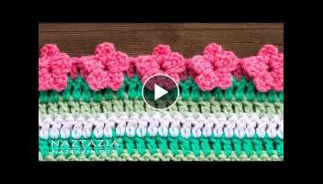 HOW to CROCHET FLOWER BORDER EDGING for a Blanket Shawl or Scarf by Naztazia HOW to CROCHET FLOWER BORDER EDGING for a Blanket Shawl or Scarf by Naztazia